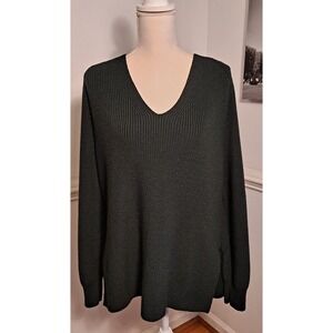 Athleta Sweater Womens Small Hunter Green V-Neck Wool‎ Blend Pullover Knit S